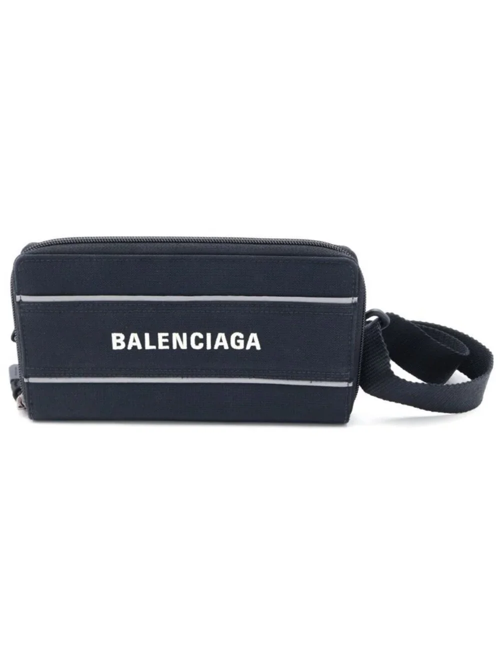 Balenciaga Logo Shoulder Wallet Embroidery Black